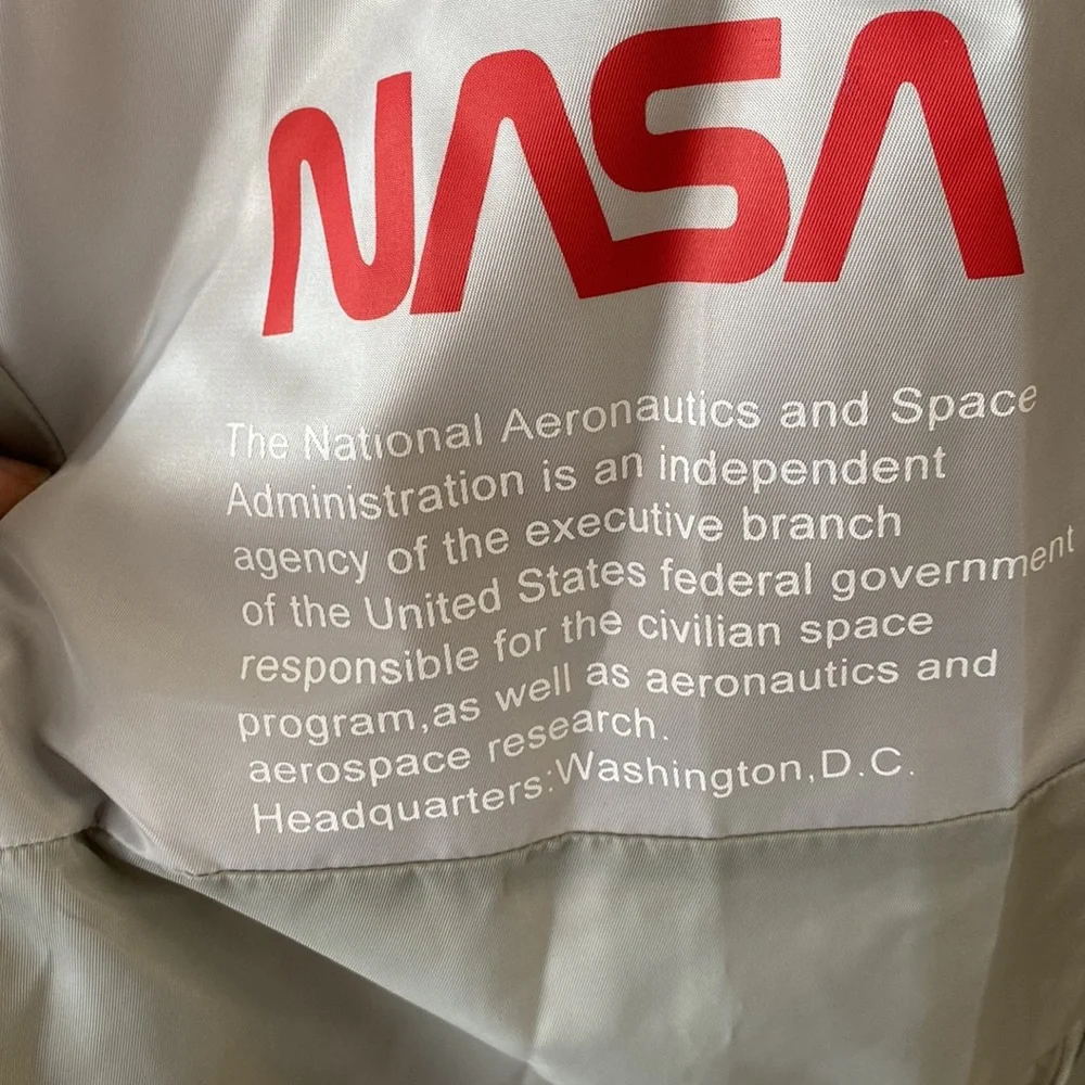 NWOT Men's NASA Light Gray Interstellar Bomber Jacket - Picture 4 of 5